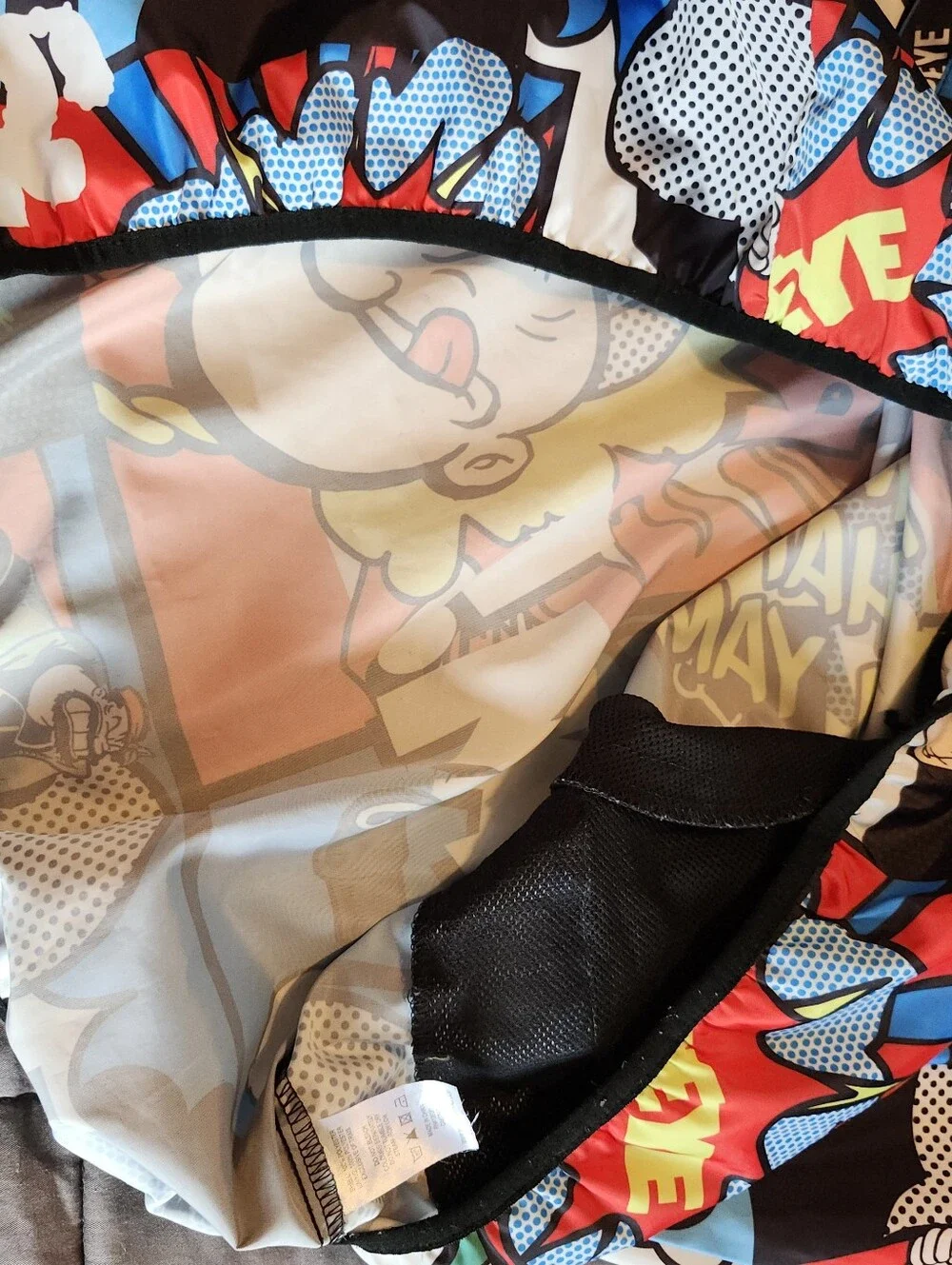 REASON POPEYE Comic Allover Print Multicolor Windbreaker 1/4 Zip Hood Mens 3XL